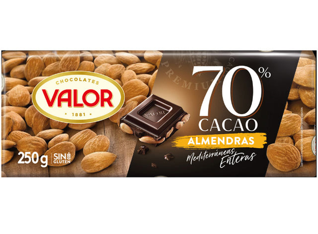 Tableta De Chocolate Negro 70% Con Almendras Tablette De Chocolat Noir 70% Aux Amandes