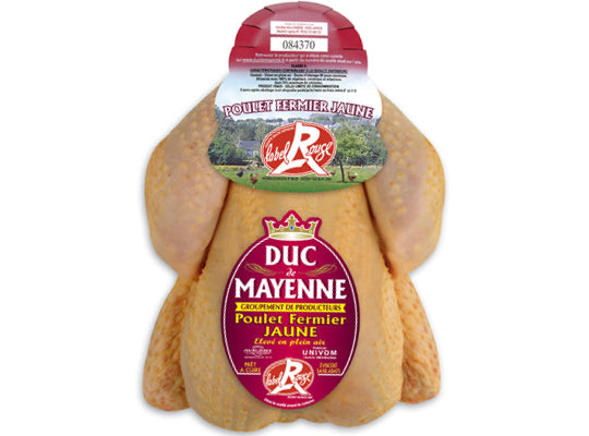Poulet fermier jaune eleve en plein air Label Rouge