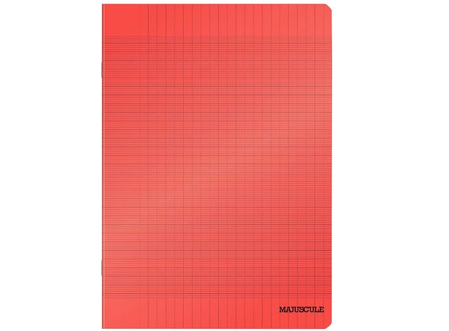 Cahier Agrafe 24X32Cm, Grands Carreaux, Couverture Semi-Rigide Rouge, 96 Pages