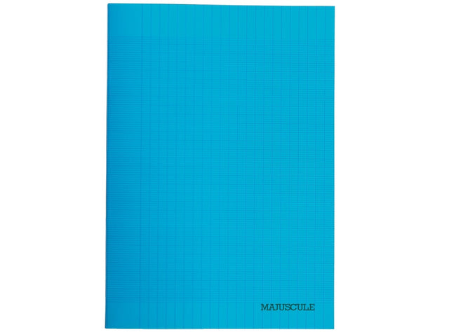 Cahier Agrafe 21X29.7Cm, Grands Carreaux, Couverture Semi-Rigide Bleue, 96 Pages