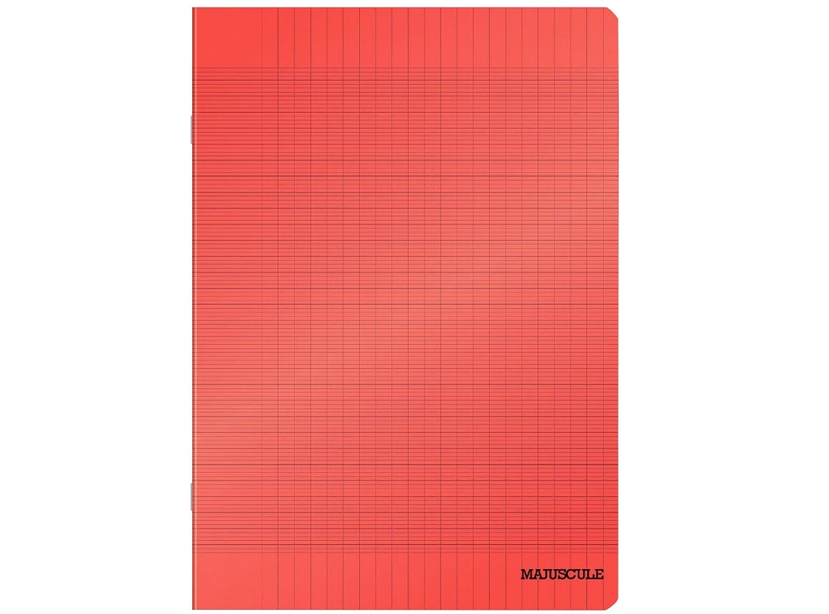 Cahier Agrafe 21X29.7Cm, Grands Carreaux, Couverture Semi-Rigide Rouge, 96 Pages
