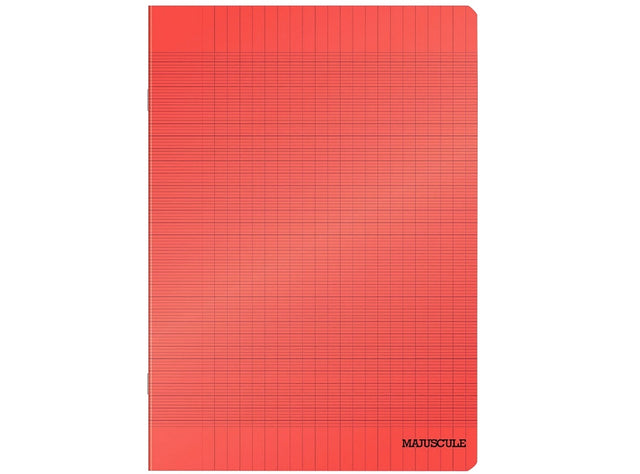 Cahier Agrafe 21X29.7Cm, Grands Carreaux, Couverture Semi-Rigide Rouge, 96 Pages