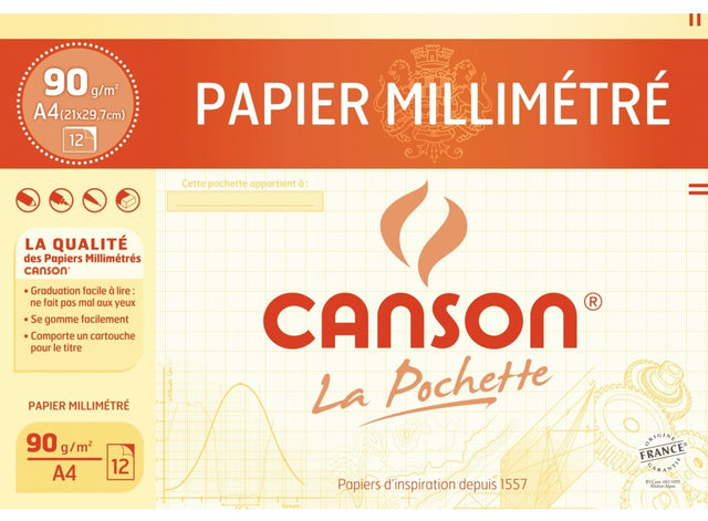 Pochette De 12 Feuilles Millimetre 90G A4