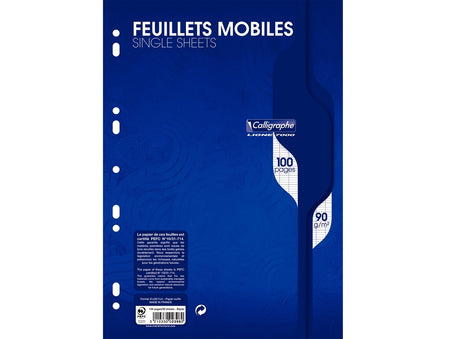 50 Feuillets Mobiles Perfores Grands Carreaux A4, 90G