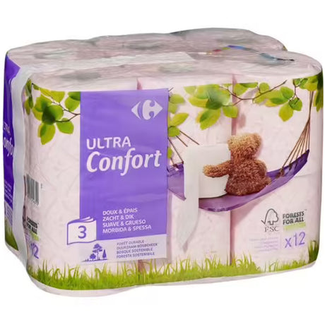 Papier Hygienique Ultra Confort 3 Plis Rose