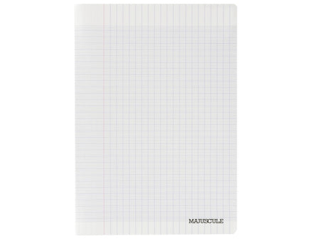 Cahier agrafe 24x32cm, grands carreaux, couverture semi-rigide transparente, 96 pages