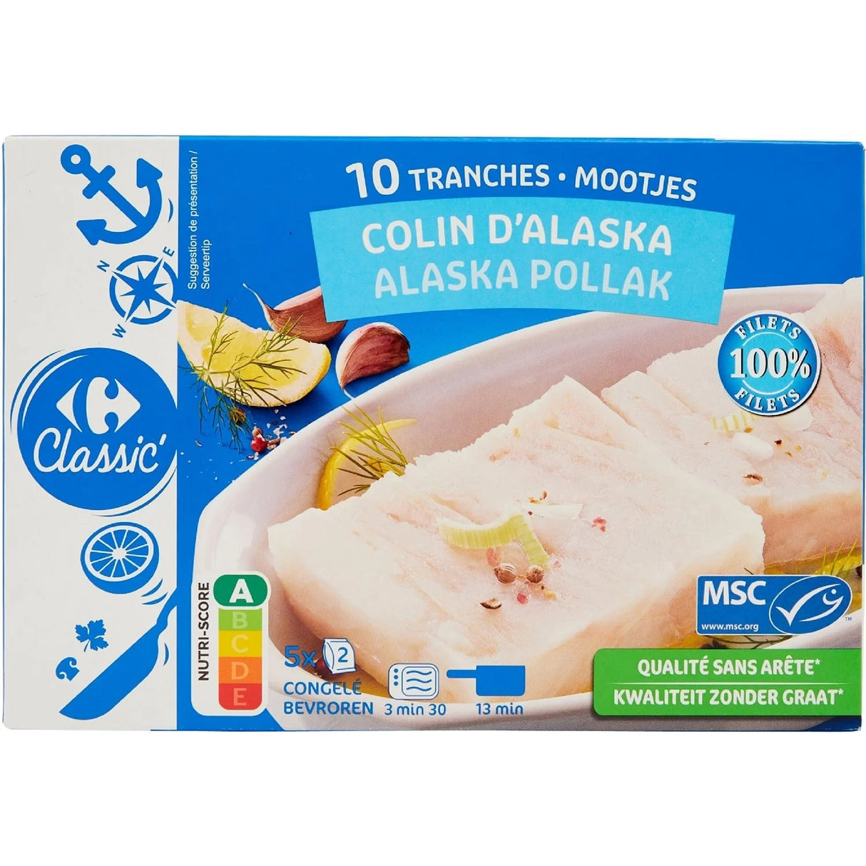 FROZEN ALASKAN POLLOCK SLICES 10X100G (#128720)