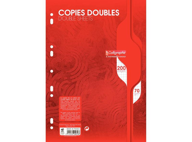 50 Copies Doubles Perforees Petits Carreaux, A4