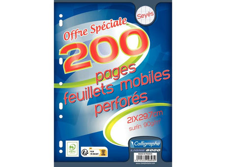 100 Feuillets Mobiles Perfores Grands Carreaux A4, 90G