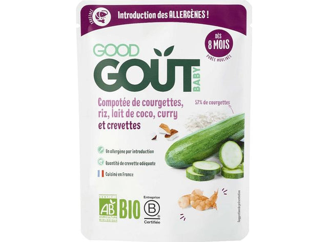 Compotee De Courgette, Riz, Lat De Coco, Curry Et Crevette Bio