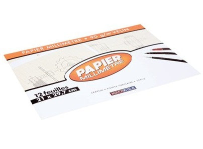 Pochette De 12 Feuilles Millimetrees 90G A4