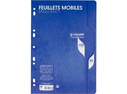 50 Feuillets Mobiles Perfores Grands Carreaux A4, 80G