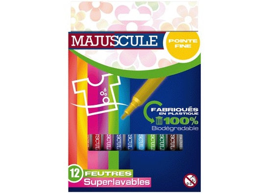 Pochette De 12 Feutres Pointe Fine, Couleurs Assorties