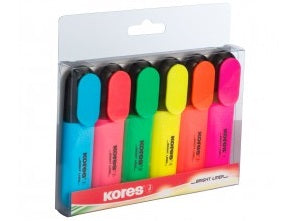 Pochette De 6 Surligneurs (Jaune, Rose, Vert, Orange, Bleu, Rouge)
