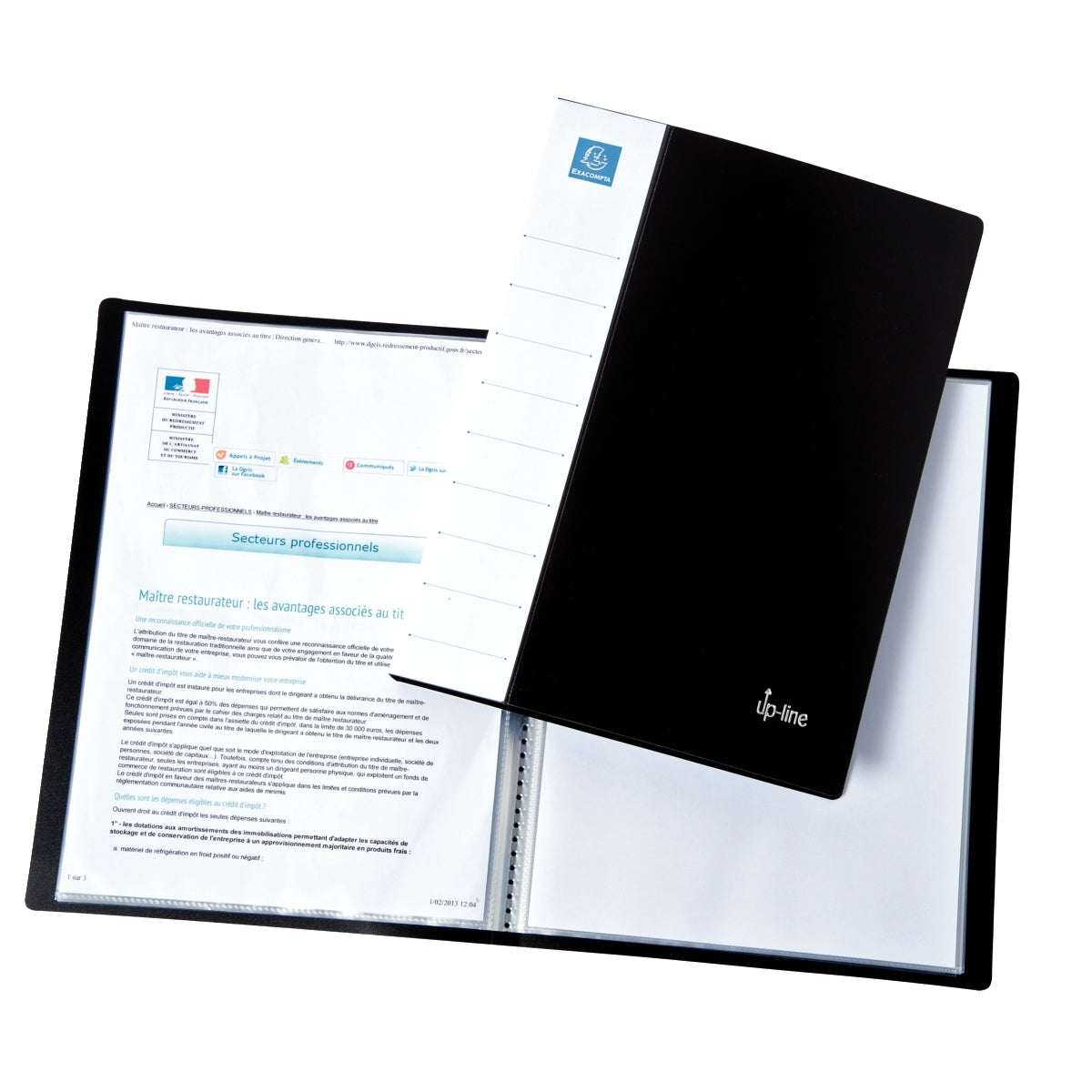 Protege Documents Rigide Noir, 40 Pochettes - 80 Vues