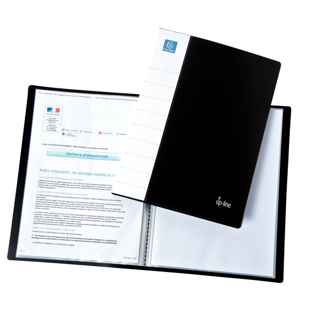 Protege Documents Rigide Noir, 40 Pochettes - 80 Vues