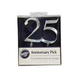 SILVER 25TH ANNIVERSARY CAKE PICK 1008-758 (#52657)