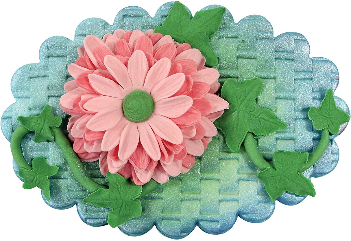 10 inch basketweave rolling pin w handle (#53790)