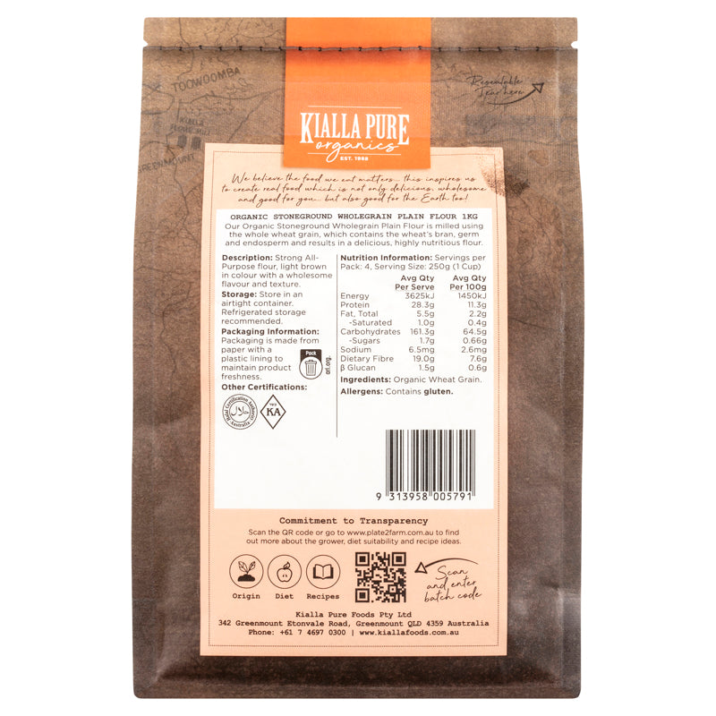 organic stoneground wholegrain flour 1kg (#55044)