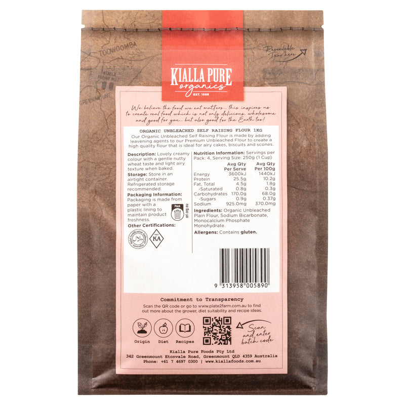 organic unbleached self raising flour 1kg (#55047)