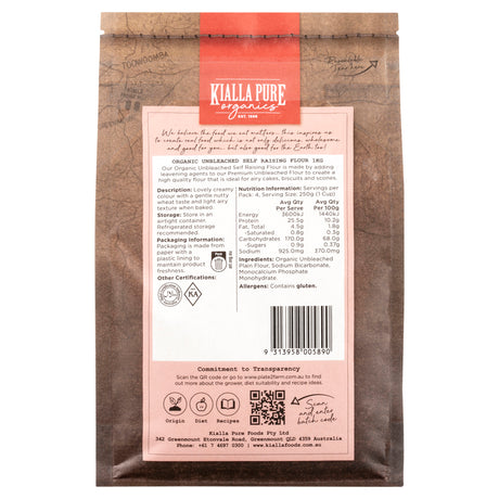 organic unbleached self raising flour 1kg (#55047)