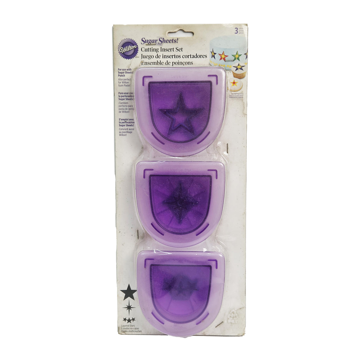 SUGAR SHEETS CUTTING INSERT SET, LAYERED STARS 3 PIECES (#55371)