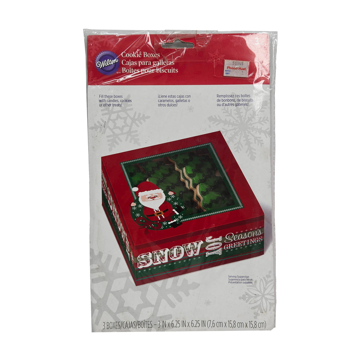 CHRISTMAS COOKIE BOXES 3 BOXES 3 X 6.25 X 6.25 IN (#58148)