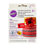 WILTON GUM PASTE CUT-OUTS SET – POPPY, 3 PIECES (#65602)