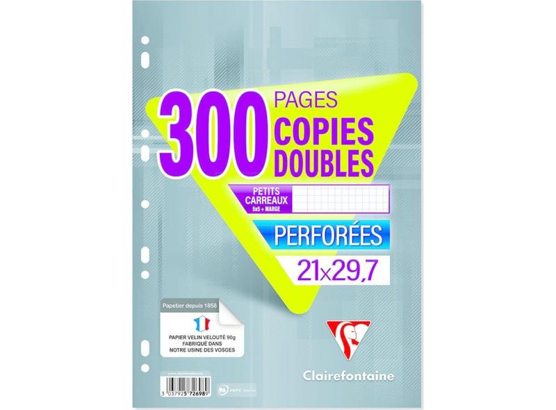 Clairefontaine 75 Double Sheets Punched Small Grid A4 Format 1 paquet