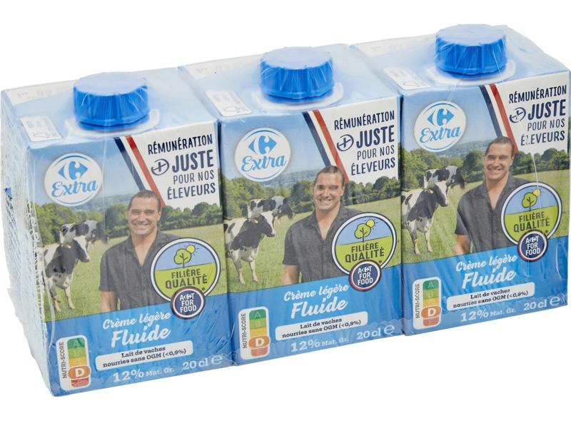 Carrefour Crème fluide légère 12% MG 3x20cl