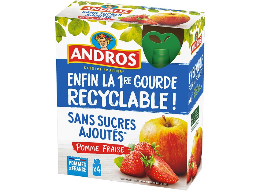 Essayez Andros Gourdes pomme fraise sans sucres ajoutés 4x90g