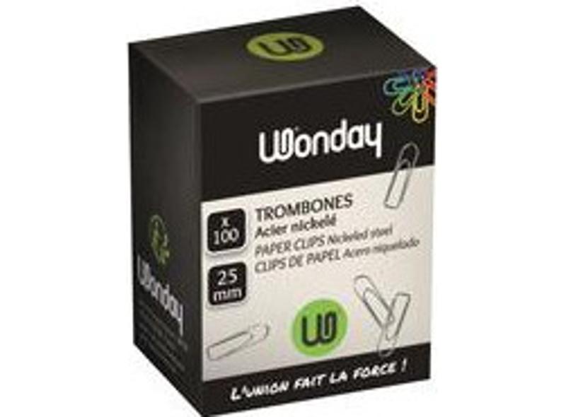 Wonday Boîte de 100 trombones 25mm 1 boîte