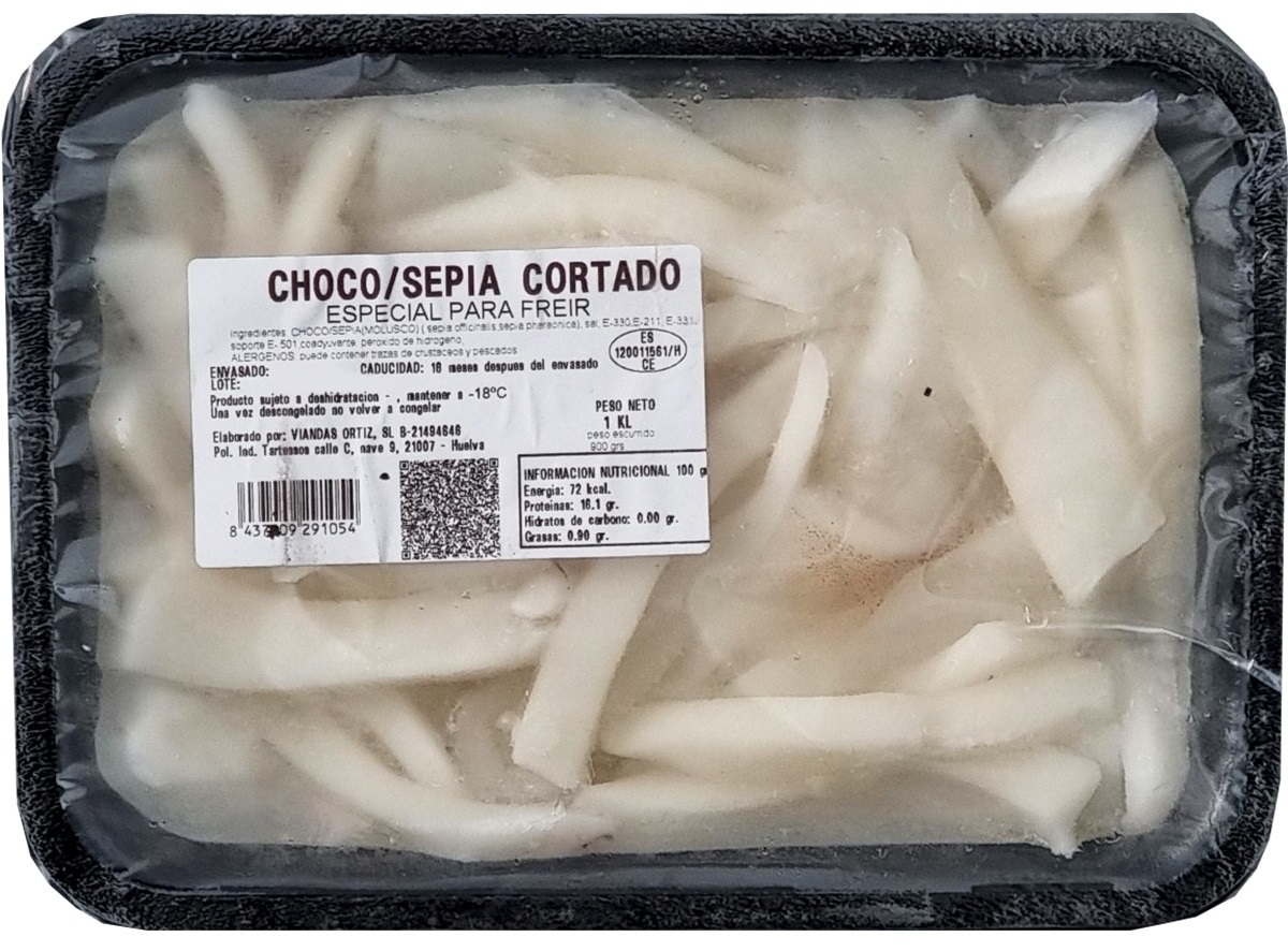 Viandas Ortiz Sepia cortado special para freir Special cut cuttlefish for frying 1kg