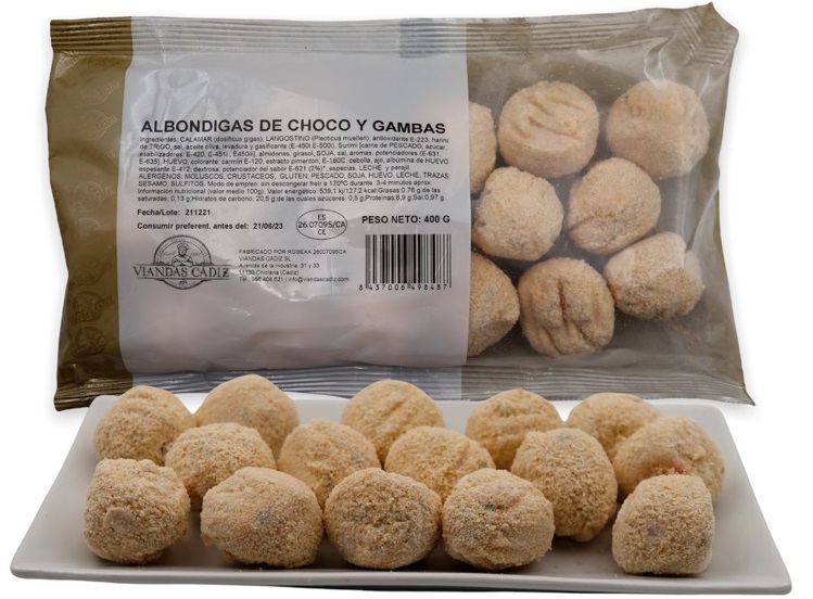 Viandas Ortiz Albóndigas de choco y gambas Boulettes aux crevettes et chocolat 1kg