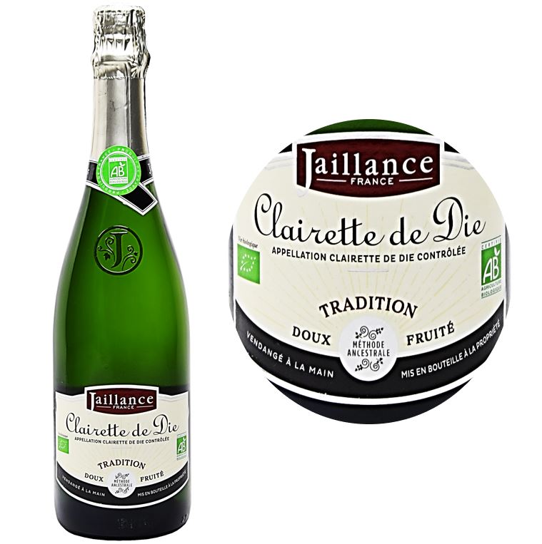 Maison Jaillance Organic Muscat blanc &agrave; petits grains, Clairette Blanche Sparkling White Wine Claire Bouteille 75cl