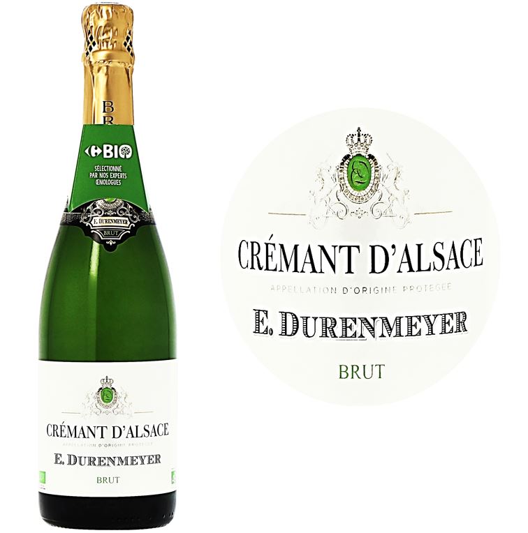 Durenmeyer Pinot Auxerrois Organic Cr&eacute;mant d&rsquo;Alsace Brut White Wine Bouteille 75cl